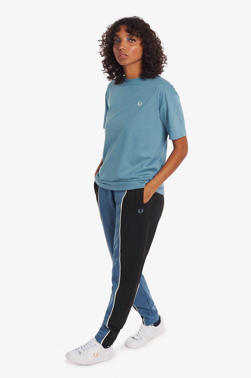 Grey Blue Fred Perry Crew Neck Women's T Shirts | PH 2031MQZA